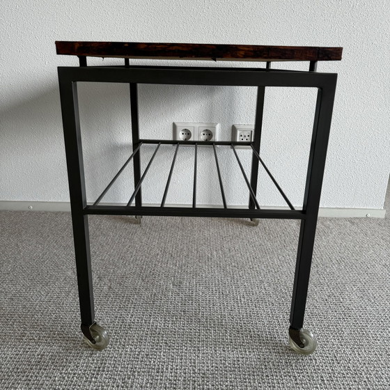 Image 1 of Sixties Rolltisch/Beistelltisch Teakholzfurnier