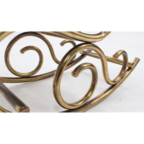 Image 1 of Vintage Schaukelstuhl aus Messing, satiniert, von Thonet, 1940