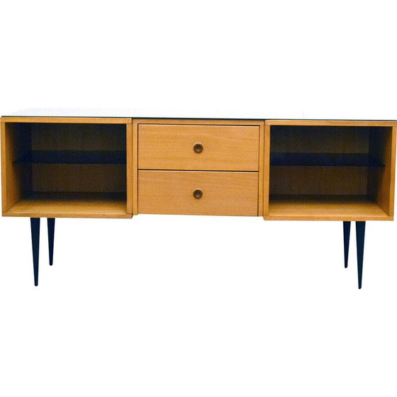 Image 1 of Italienisches Sideboard aus Eschenholz und Glas, 1950er Jahre