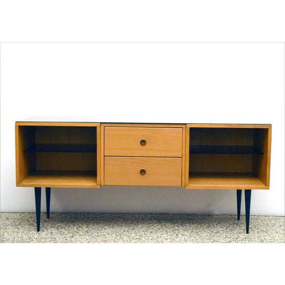 Image 1 of Italienisches Sideboard aus Eschenholz und Glas, 1950er Jahre