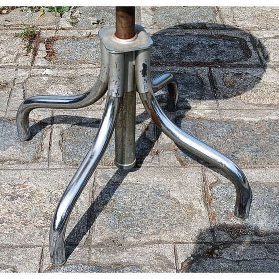 Image 1 of Blauer drehbarer Werkstatthocker aus Leder, Vintage