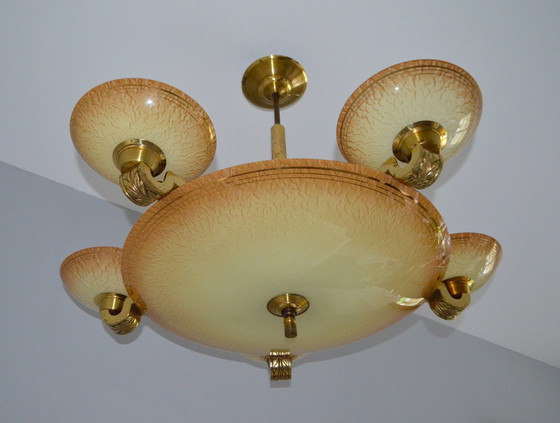 Image 1 of Kolossale Art-Deco / Art-Nouveau Schuppenlampe 1930er Jahre