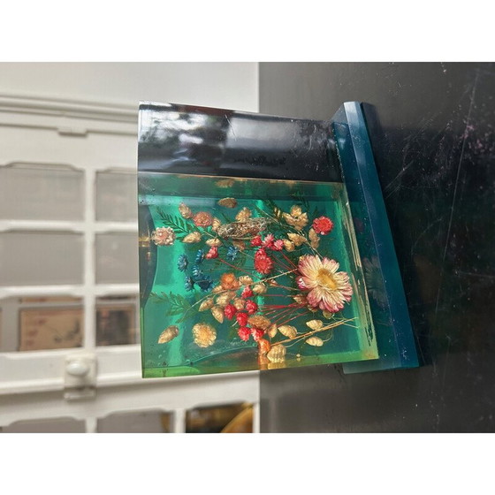 Image 1 of Vintage-Lampe aus Harz und Blumen, 1970