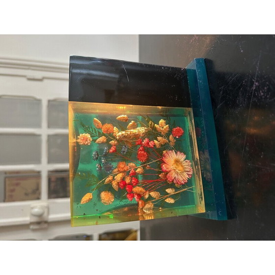 Image 1 of Vintage-Lampe aus Harz und Blumen, 1970