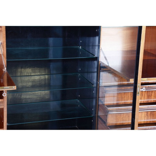 Vintage Art Deco Nussbaum Bücherregal Sideboard, Tschechoslowakei 1920