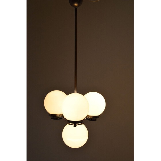 Image 1 of Vintage Art Deco Chromglas-Kronleuchter, Tschechoslowakei 1930