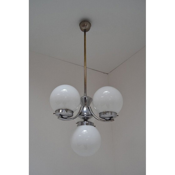 Image 1 of Vintage Art Deco Chromglas-Kronleuchter, Tschechoslowakei 1930