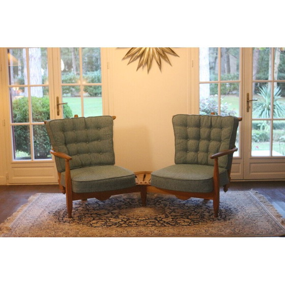 Image 1 of Vintage 2-Sitzer-Sofa aus massiver Eiche von Guillerme et Chambron für Votre Maison, 1970