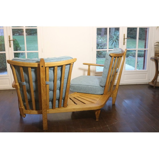 Image 1 of Vintage 2-Sitzer-Sofa aus massiver Eiche von Guillerme et Chambron für Votre Maison, 1970