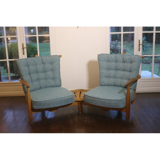 Image 1 of Vintage 2-Sitzer-Sofa aus massiver Eiche von Guillerme et Chambron für Votre Maison, 1970