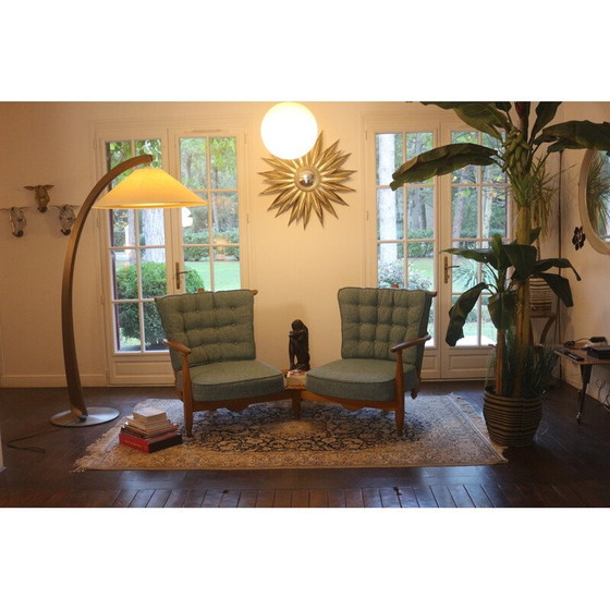 Image 1 of Vintage 2-Sitzer-Sofa aus massiver Eiche von Guillerme et Chambron für Votre Maison, 1970