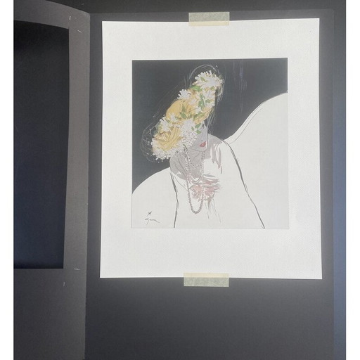 Alte Modeillustration von René Grau für Gilbert Orcel, 1947