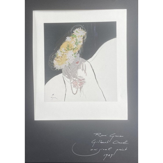 Image 1 of Alte Modeillustration von René Grau für Gilbert Orcel, 1947