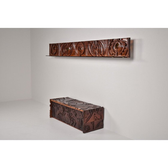 Image 1 of Altmodisches Wandstück aus Holz, Italien 1950