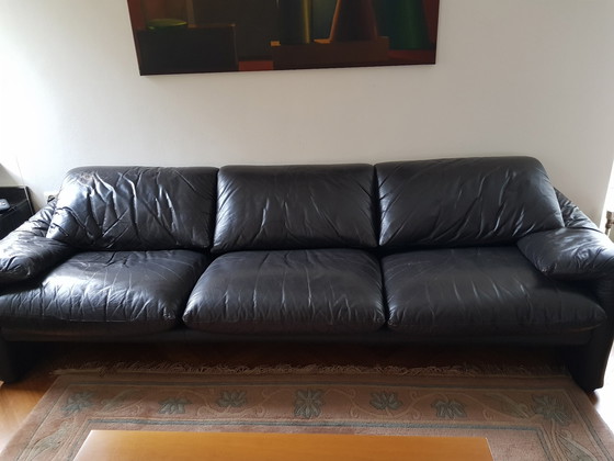 Image 1 of Cassina Maralunga 3-Sitzer Sofa Dunkelbraun Leder