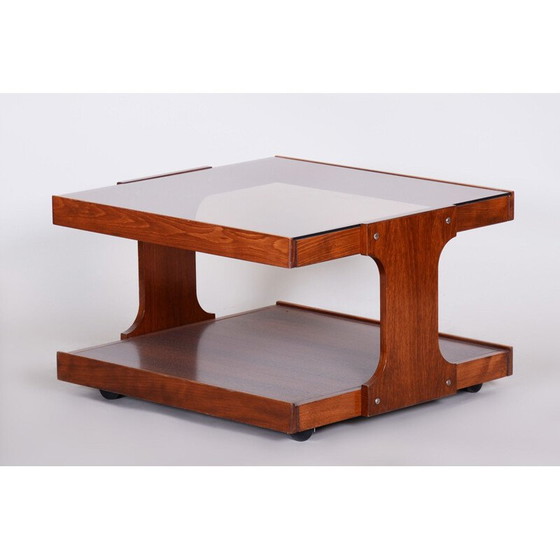 Image 1 of Couchtisch aus Nussbaumholz und Glas, 1960