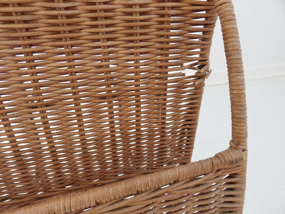 Image 1 of Zeitschriftenhalter aus Weide und schwarz lackiertem Metall, 50er Jahre 60er Jahre