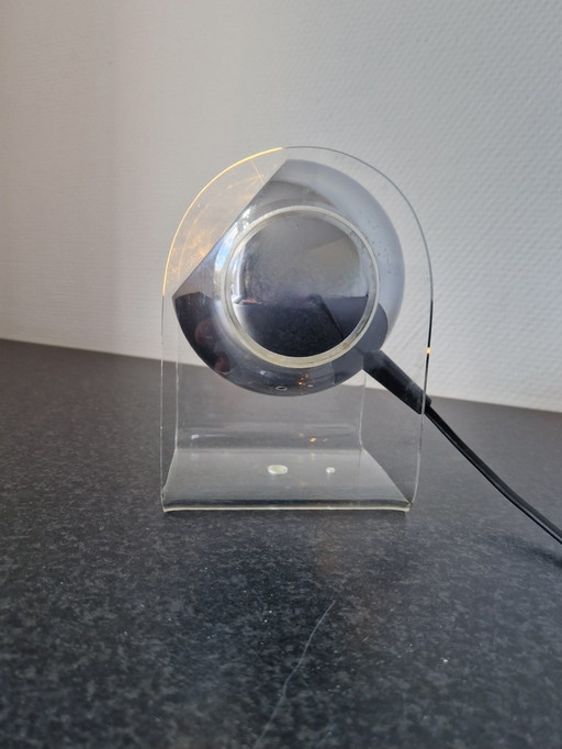 Vintage Eyeball Chrom Tischlampe Plexiglas 60er 70er Jahre