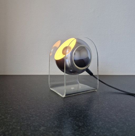 Vintage Eyeball Chrom Tischlampe Plexiglas 60er 70er Jahre