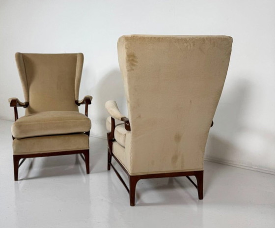Image 1 of Mid-Century Modern Paar Paolo Buffa Sessel, 1950er Jahre - Neue Polsterung