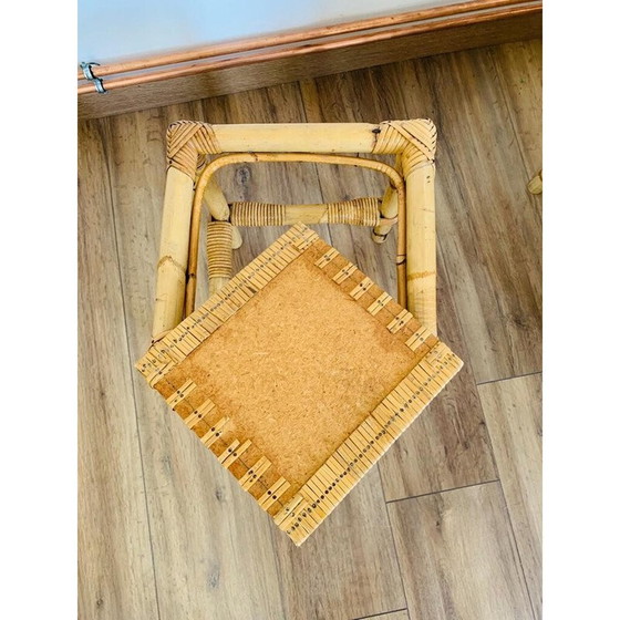 Image 1 of Vintage Rattan und Korbgeflecht Verschachtelungstische, Italien 1960