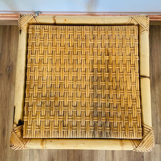 Image 1 of Vintage Rattan und Korbgeflecht Verschachtelungstische, Italien 1960