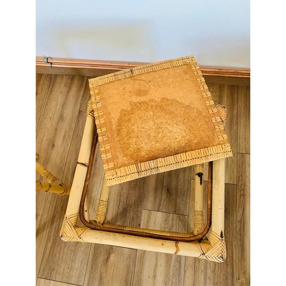 Image 1 of Vintage Rattan und Korbgeflecht Verschachtelungstische, Italien 1960