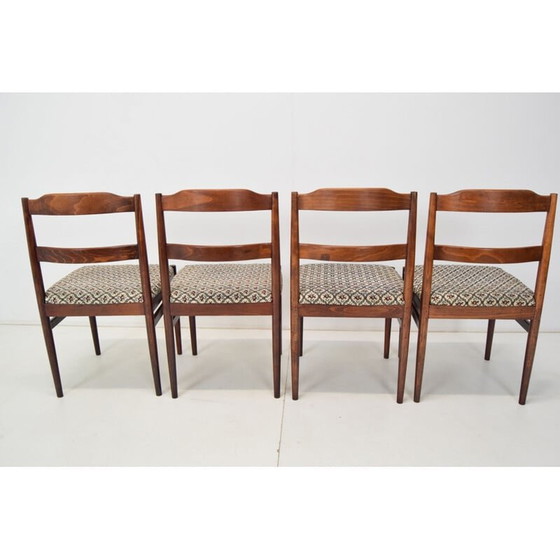 Image 1 of Mid-Century Satz von 4 Stühlen aus Stoff und Holz Ton, Tschechoslowakei 1970er Jahre