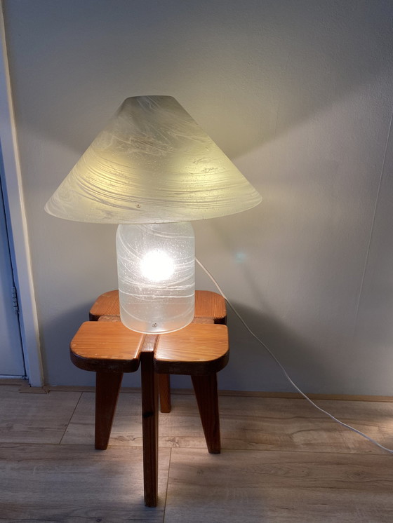 Image 1 of Vintage Murano Peill & Putzler Pilz Tischlampe aus weiß-grauem Trübungsglas