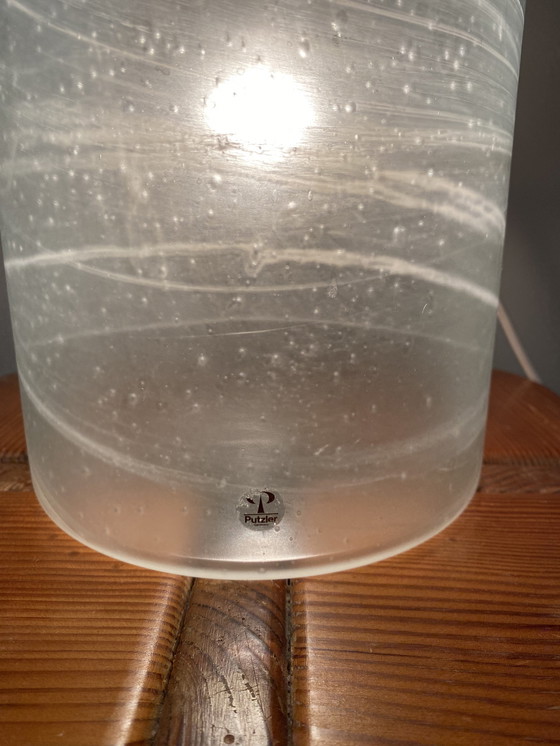 Image 1 of Vintage Murano Peill & Putzler Pilz Tischlampe aus weiß-grauem Trübungsglas