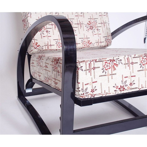 Image 1 of Vintage H70 Sessel von Jindrich Halabala aus Eichenholz und Stoff 1930