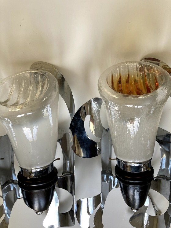 Image 1 of Paar Wandleuchten aus Glas und Metall