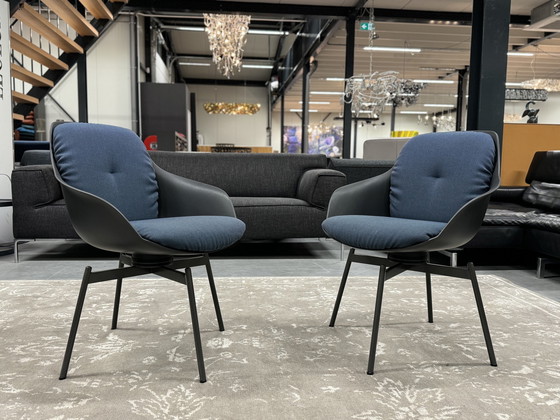 Image 1 of 2 Drehstühle Rolf Benz 600, Stoff blau 