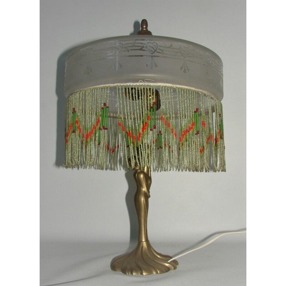 Image 1 of Vintage Tischlampe aus Messing und Glas, 1950