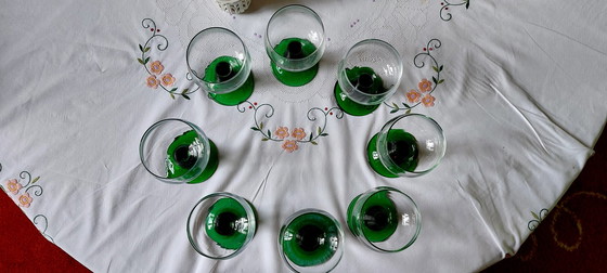 Image 1 of Vintage Roemer Weingläser mit grünem geriffelten Fuß