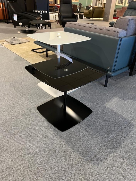 Image 1 of 2 Tonelli Couchtisch-Set aus Schwarz und weißem Glas