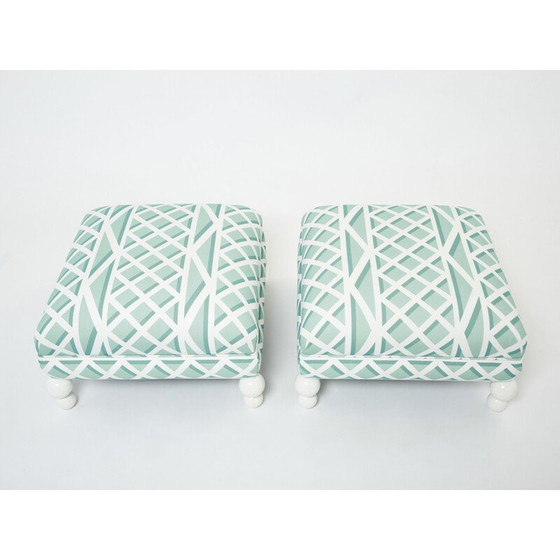 Image 1 of Paar zottelige Vintage-Puffs, 1970