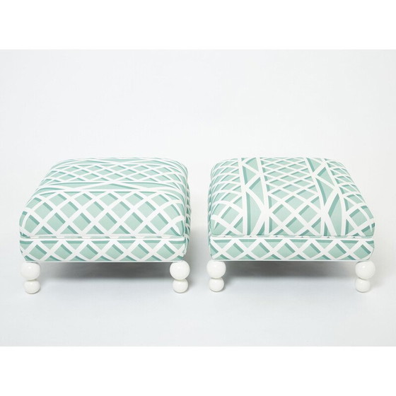 Image 1 of Paar zottelige Vintage-Puffs, 1970