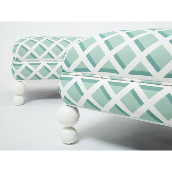 Image 1 of Paar zottelige Vintage-Puffs, 1970