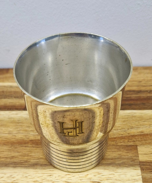 Reisepipette im Art-Deco-Stil 1920 Silberfarbenes Metall