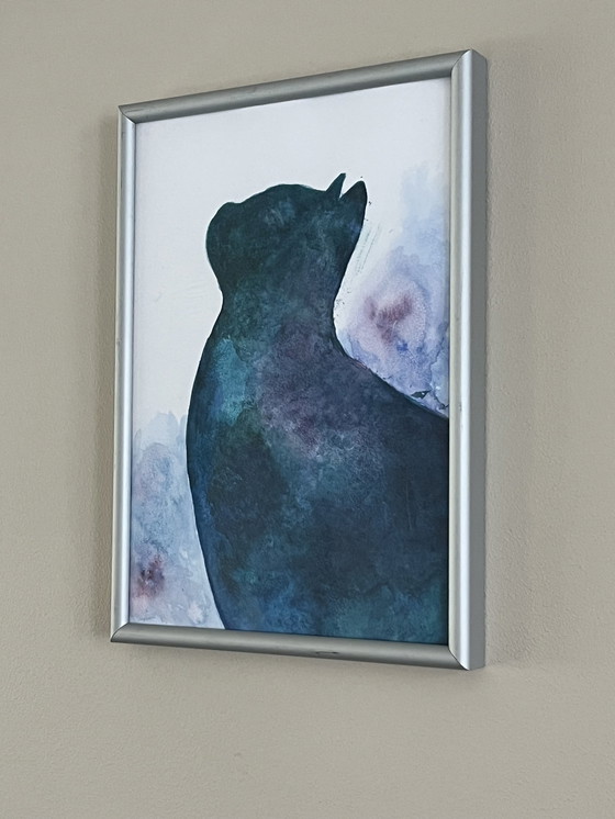 Image 1 of Aquarell Katze bei Nacht