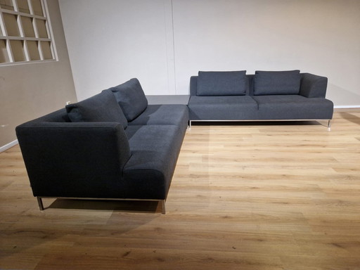 Sur En Plus Ecksofa Anthrazit Stoff Tisch Schwarz Design