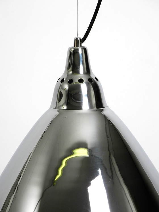 Image 1 of Schöne Original 1960er Jahre große Pendelleuchte "Headlight" von Ingo Maurer aus verchromtem Stahlblech