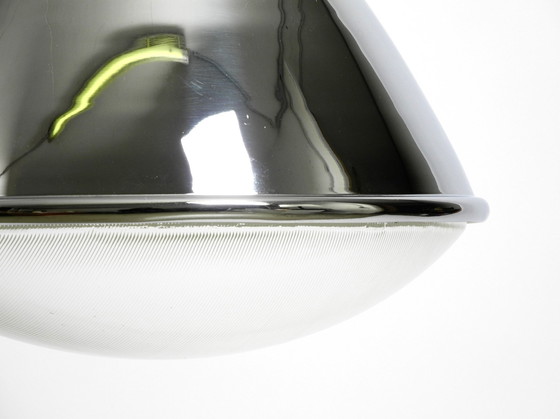 Image 1 of Schöne Original 1960er Jahre große Pendelleuchte "Headlight" von Ingo Maurer aus verchromtem Stahlblech