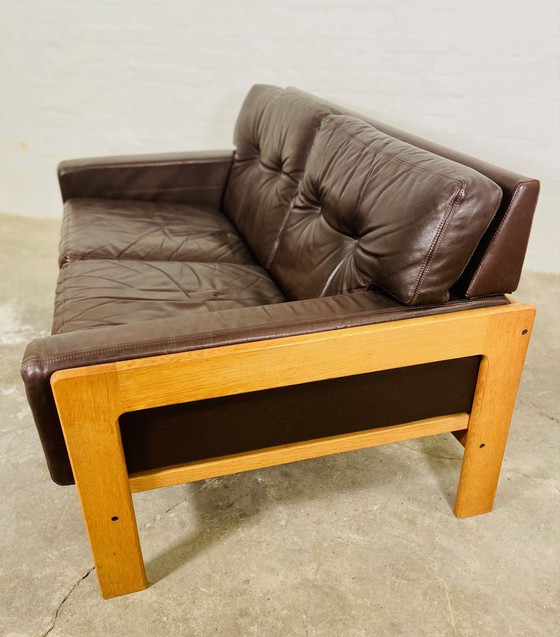Image 1 of Vintage Danish Mid Century Bramin Leder Zweisitzer Sofa 1960s