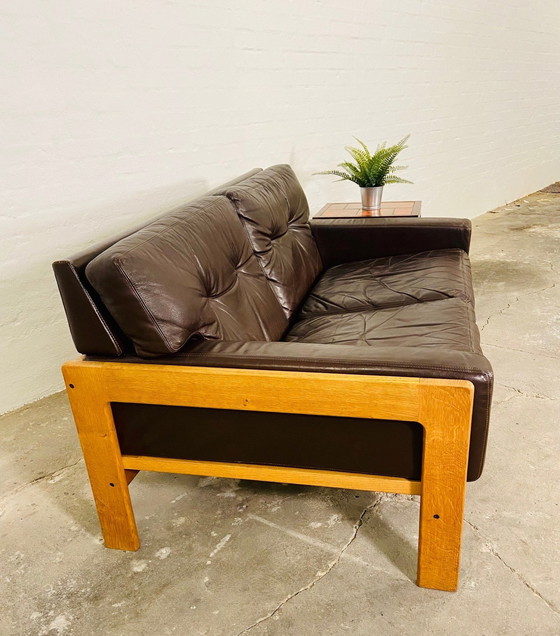 Image 1 of Vintage Danish Mid Century Bramin Leder Zweisitzer Sofa 1960s