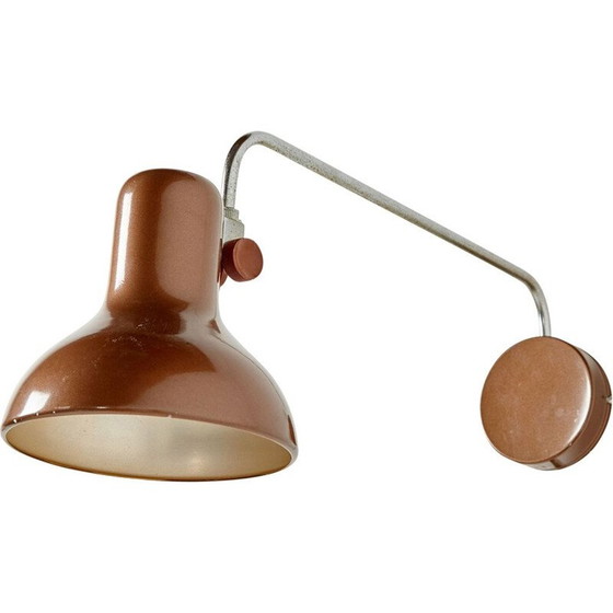 Image 1 of Braune Metall-Wandleuchte im Vintage-Stil mit verstellbarem Lampenschirm