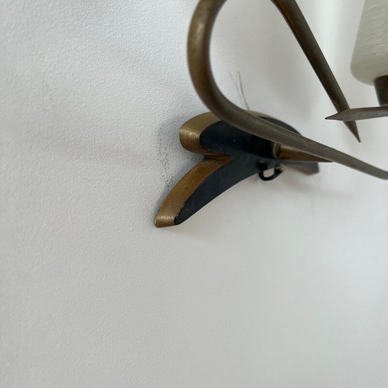Image 1 of Paar alte Wandlampen aus Glas und Metall, Frankreich 1950