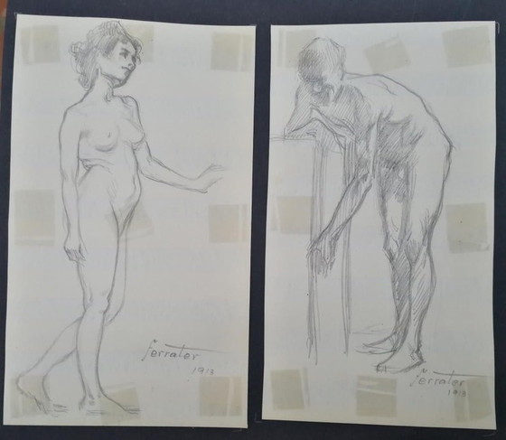 Image 1 of 2X Original-Zeichnungen von Antoni Ferrater Feliu 1913