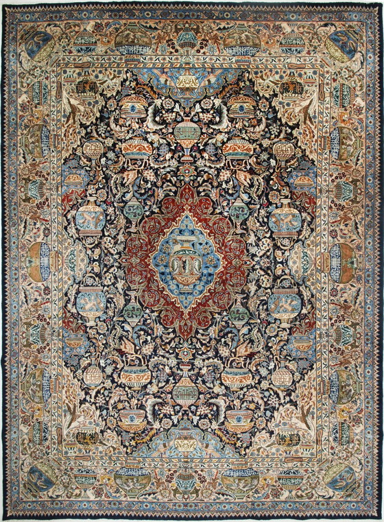 Image 1 of Original Handgeknüpfter Perserteppich Kashmar Fein Paradise Design 411 X 307 Cm Top Zustand
